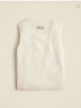 NWT J.Crew Cream Brushed 100% Cashmere Sweater Shell Vest Size L